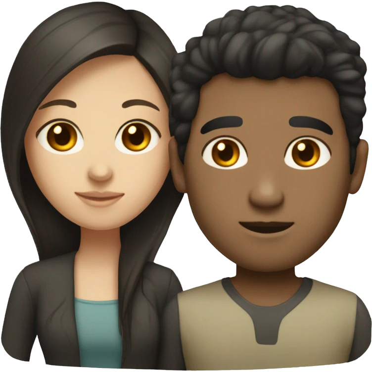Dark hair olive skin woman and dark hair pale skin man emoji