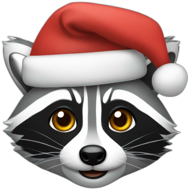 a raccoon in a holiday cap emoji