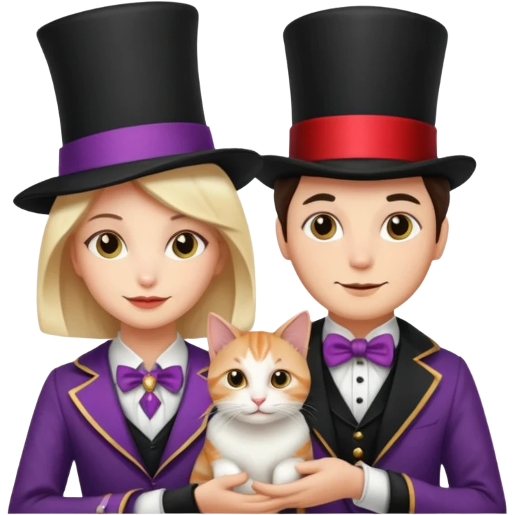 magician couple and their pet cat emoji