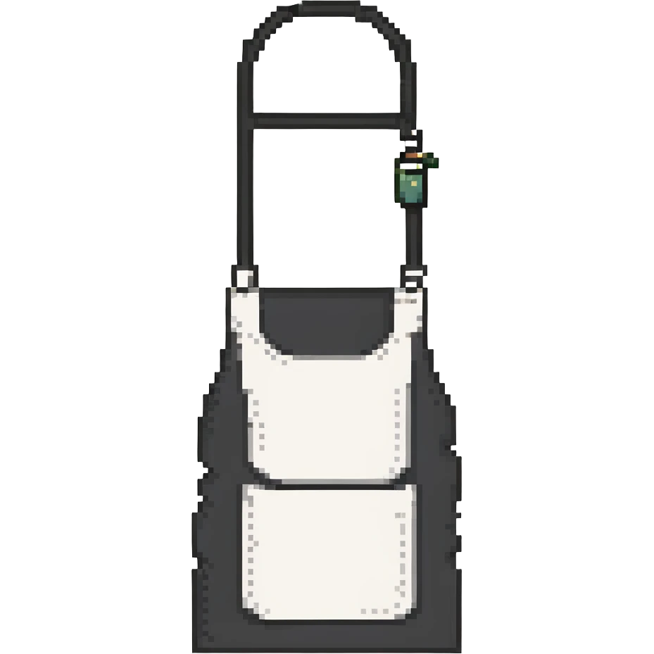 black apron with white stripes (dense) emoji