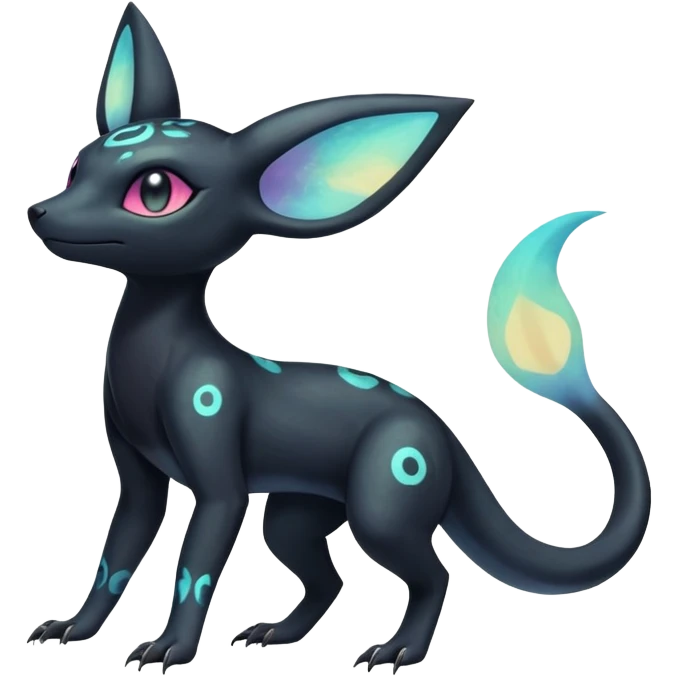 Ethereal Pastel Nebulae Exotic Salandit-Umbreon-Fakémon-hybrid-creature (full body)  emoji