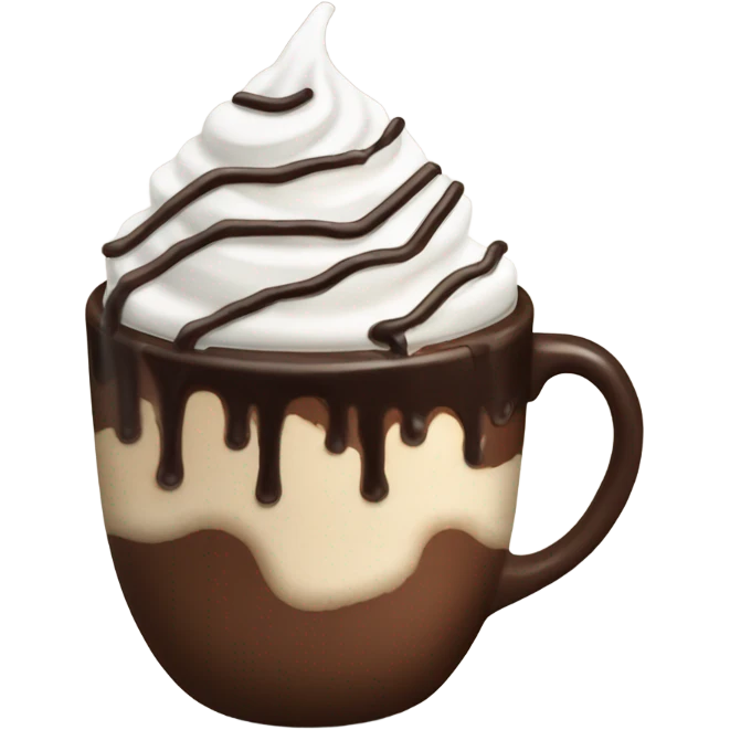Hot cocoa with whip cream and chocolate drizzle  emoji