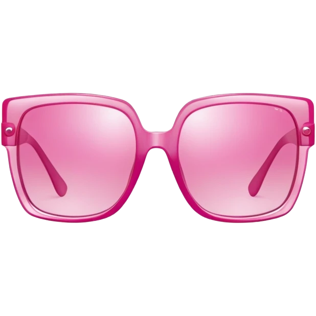 pink oversized sunglasses, large square frame with pink transparent lenses, fashion style emoji