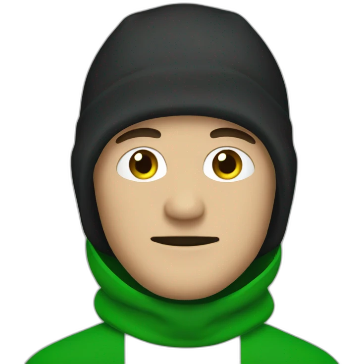 man wearing an irish flag balaclava emoji