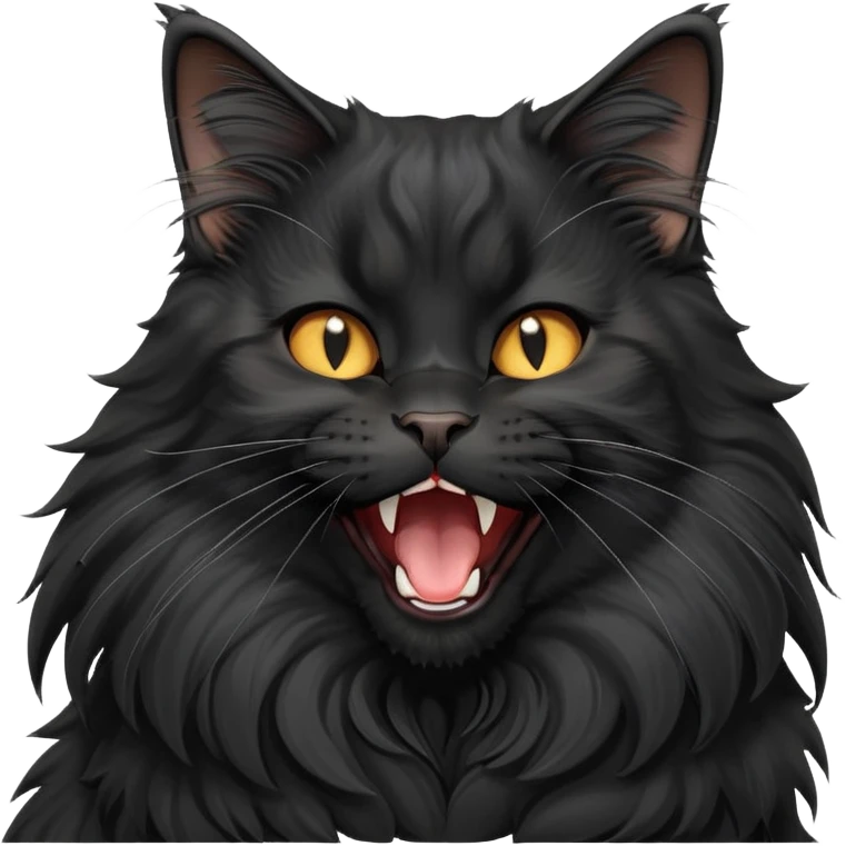 cinematic-yawning black-maine-coon-cat-portrait-emoji,-head-tilted-playfully-and-inquisitively,-sleek--black-fur,-simplified-yet-adorable-features,-highly-detailed,-glowing-with-a-warm,-friendly-glow  emoji