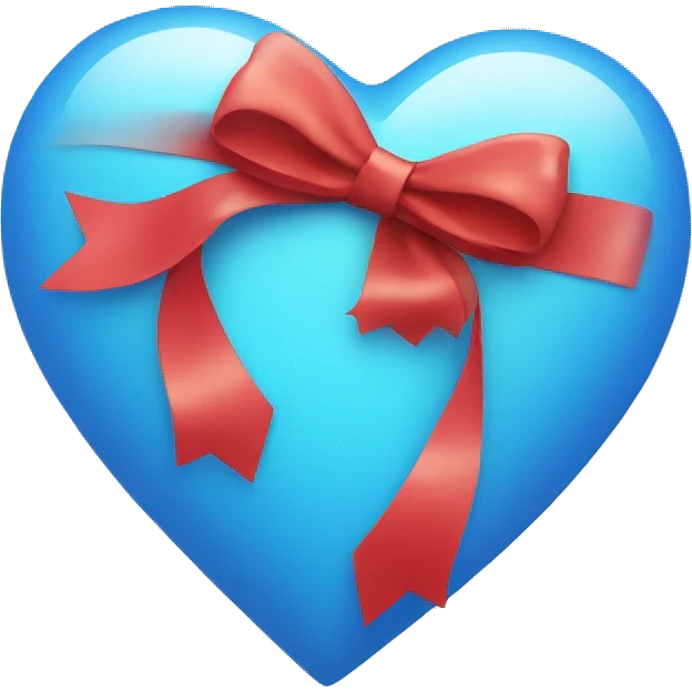 Bright blue heart with bow emoji