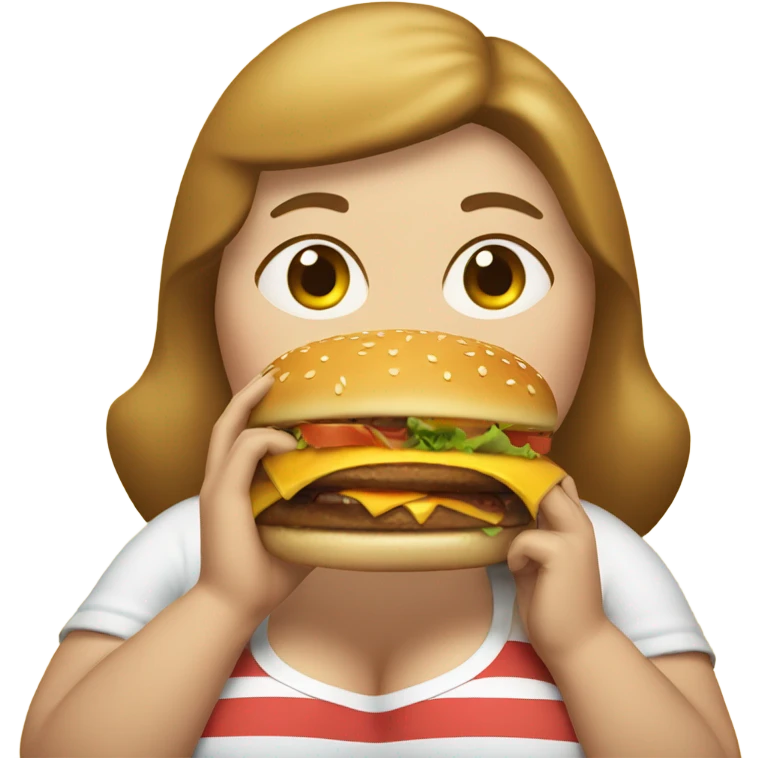 Fat woman eating a burger  emoji