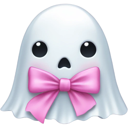 Ghost wearing a pink bow emoji