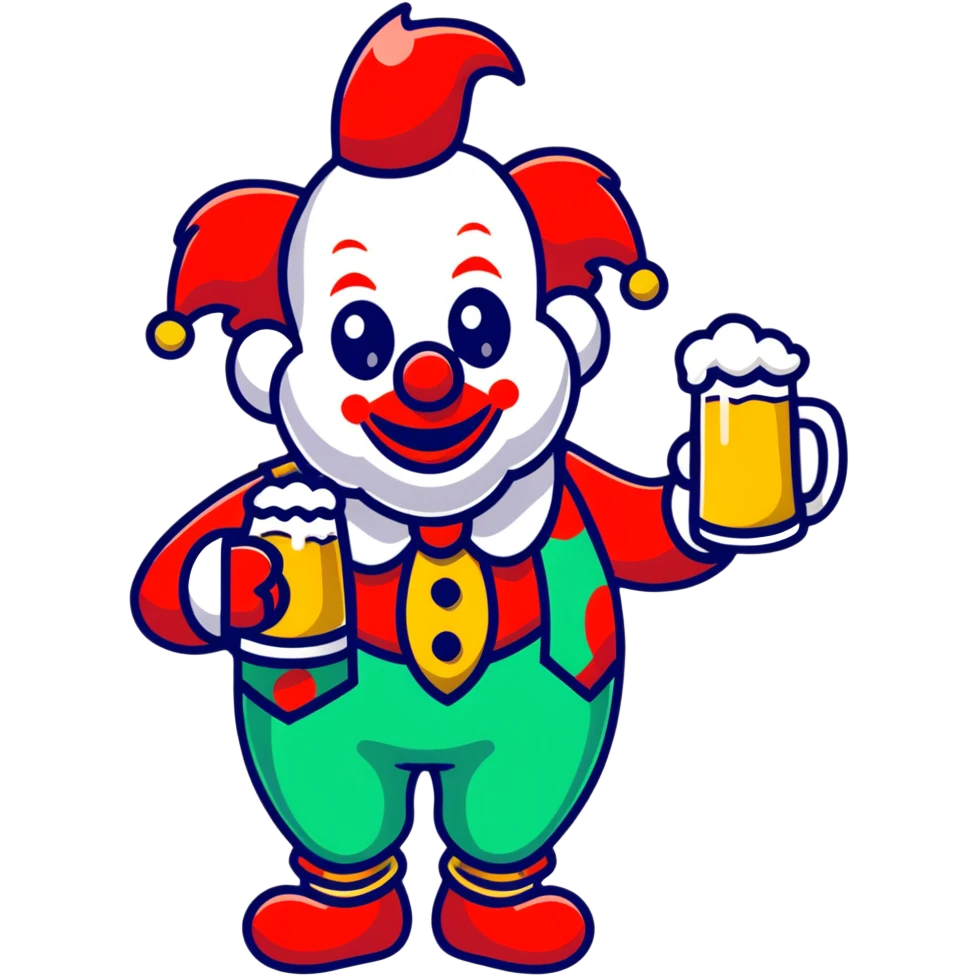 clown with a beer emoji
