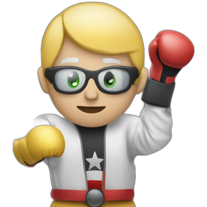 A photographer in a boxing ring with a bubble of information that says fight emoji