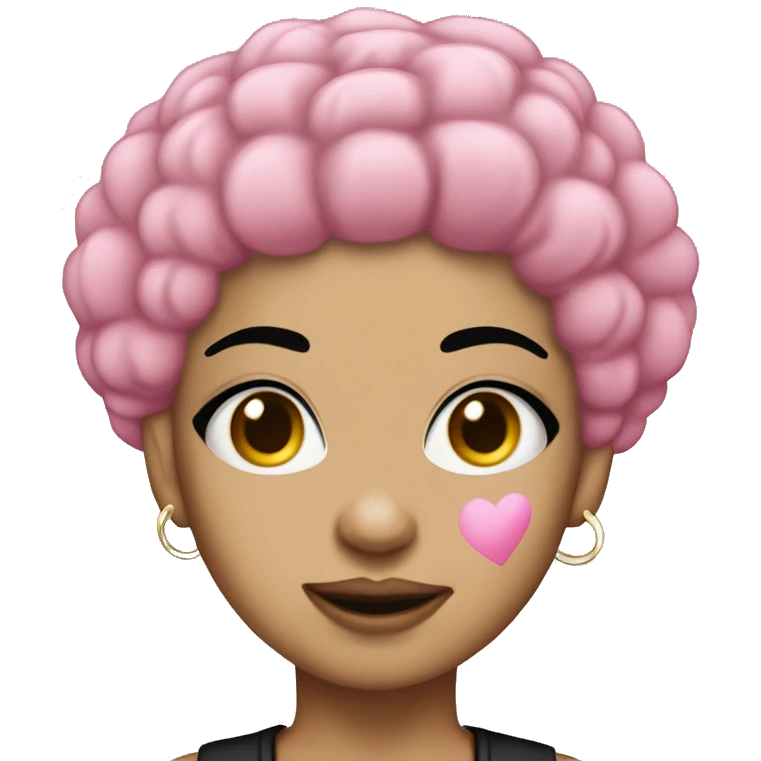 light skin girl with pink afro hair and nose pierced with black eyebrows and looks like the rapper icespice emoji