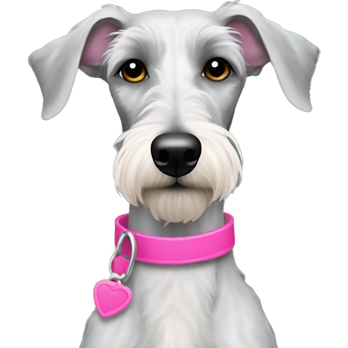 Scruffy Bedlington Whippet with pink collar  emoji