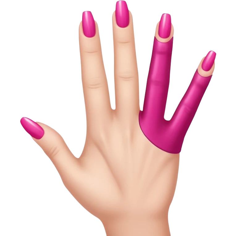  pink  close-up of a human hand with exactly five fingers, beautifully manicured nails, glossy pink nail polish, elegant nail shape, soft lighting, realistic style, isolated on transparent background" emoji