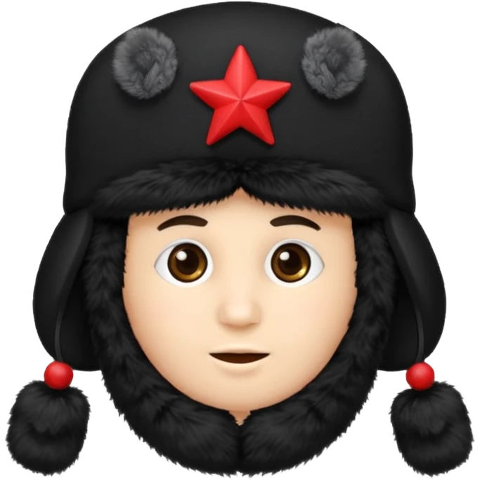 A blank Black ushanka with a red star on it emoji