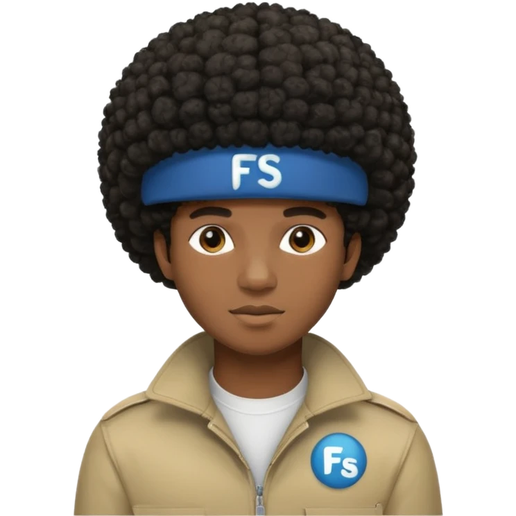 young black male with afro hair, wearing a cap with 'FS' logo emoji