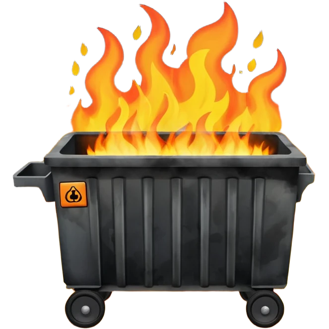 Trash dumpster on fire emoji