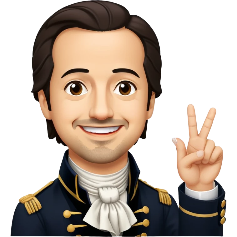 lin manuel miranda as alexander hamilton sticking up the middle finger while smiling emoji