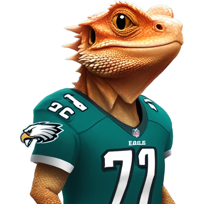 Red Bearded dragon in an eagles jersey emoji