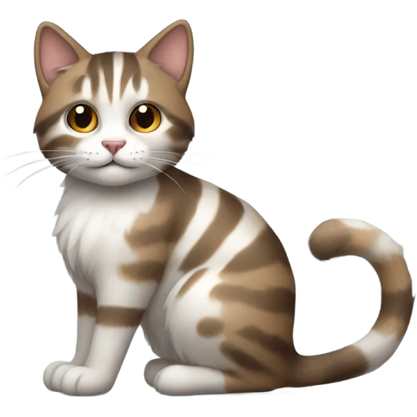 white and brown and gray cat  emoji
