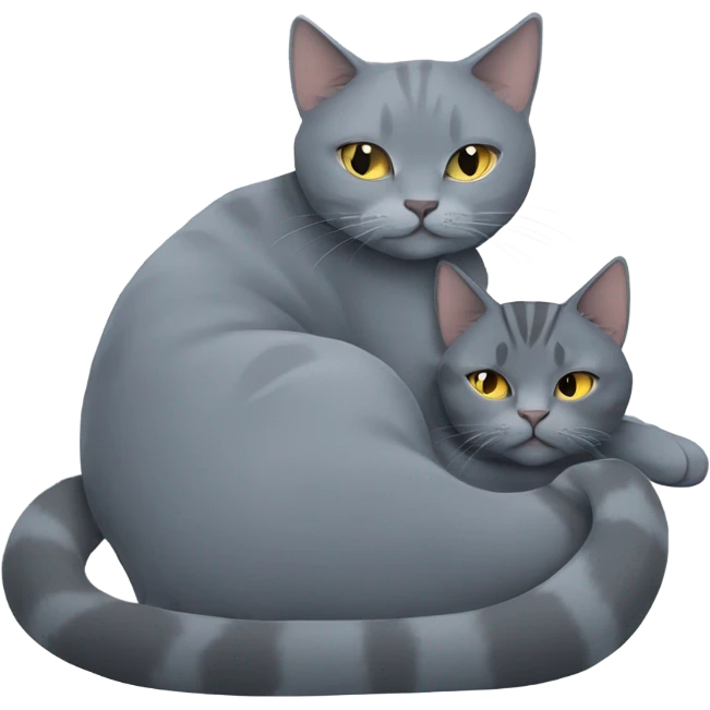Russian blue cat and small American shorthair sleeping together  emoji