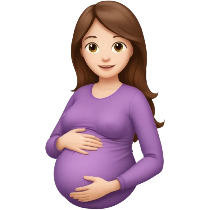 "Pregnant woman with her belly skin visible, with long brown hair and fair skin."
 emoji
