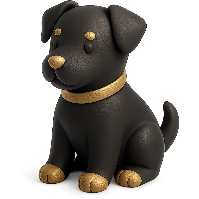 <systemPrompt>
  <style>
    <renderType>3D</renderType>
    <finish>Soft matte</finish>
    <colors>
      <primary>Black</primary>
      <secondary>Antique gold</secondary>
      <background>Pristine white</background>
    </colors>
    <composition>
      <angle>Isometric</angle>
      <shadows>Feathered</shadows>
      <lighting>Ambient glow</lighting>
    </composition>
    <tone>Minimalist</tone>
    <aesthetic>Simple and elegant</aesthetic>
  </style>
</systemPrompt>

{subject} = dog emoji