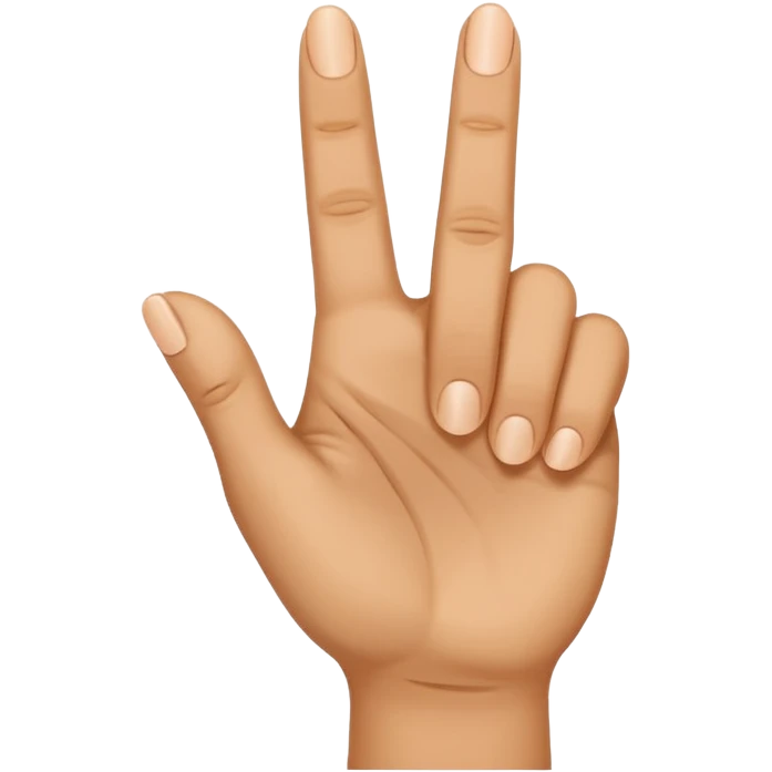 Una mano con estas características el dedo índice apuntando hacia arriba, los dedos medio y anular doblados hacia adentro, y el pulgar tocando el meñique emoji