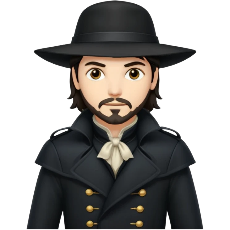Athos, musketeer in black trench coat emoji