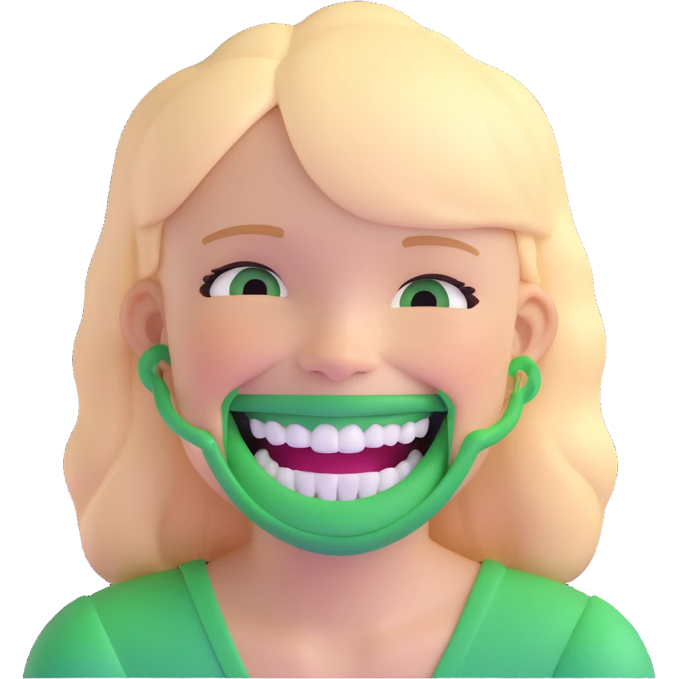 girl smiling with green braces on teeth emoji