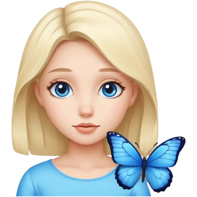 Girl have Blue butterfly  emoji