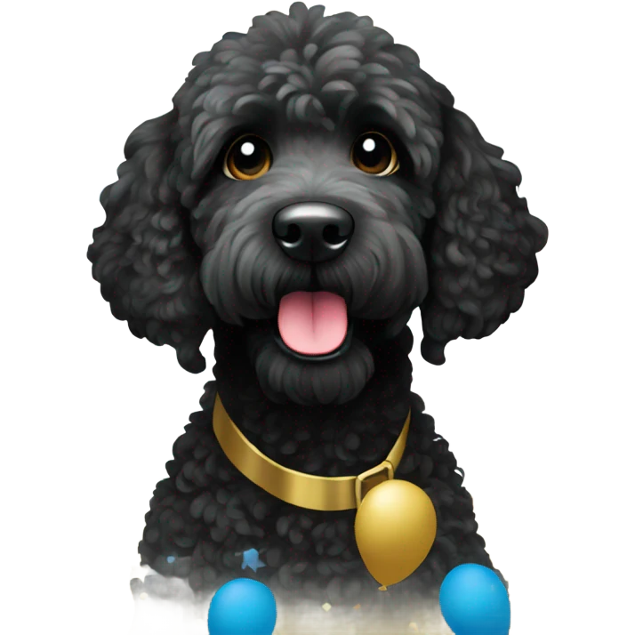 Black golden doodle New Year’s Eve party emoji