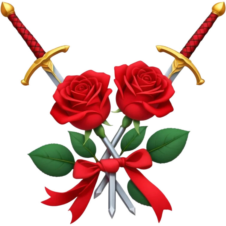Crossed weapons with a rose emoji