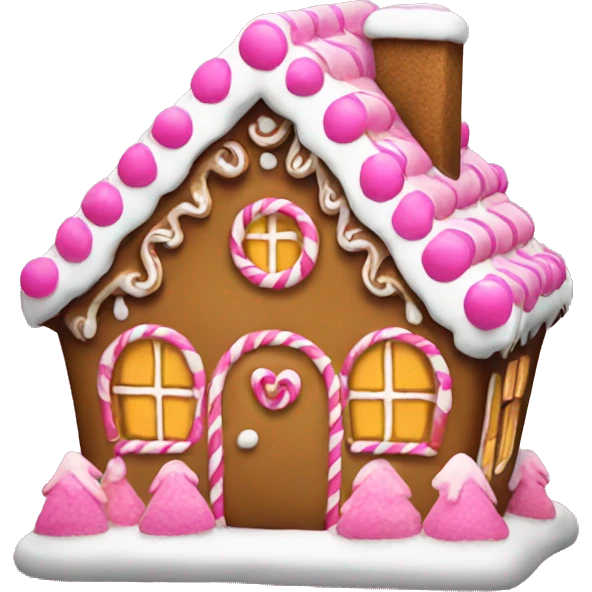 Gingerbread house with pink decorations  emoji