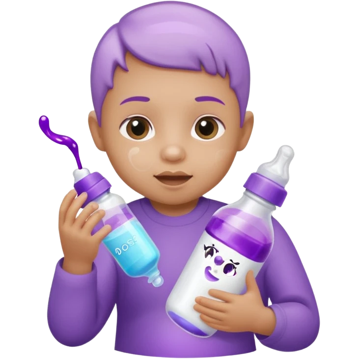 baby bottle with purple liquid and week emoji