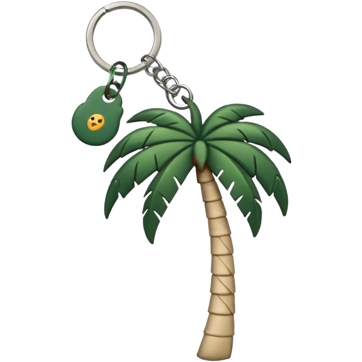 light beige keychain with a dark green palm tree charm on the ring, emoji style emoji
