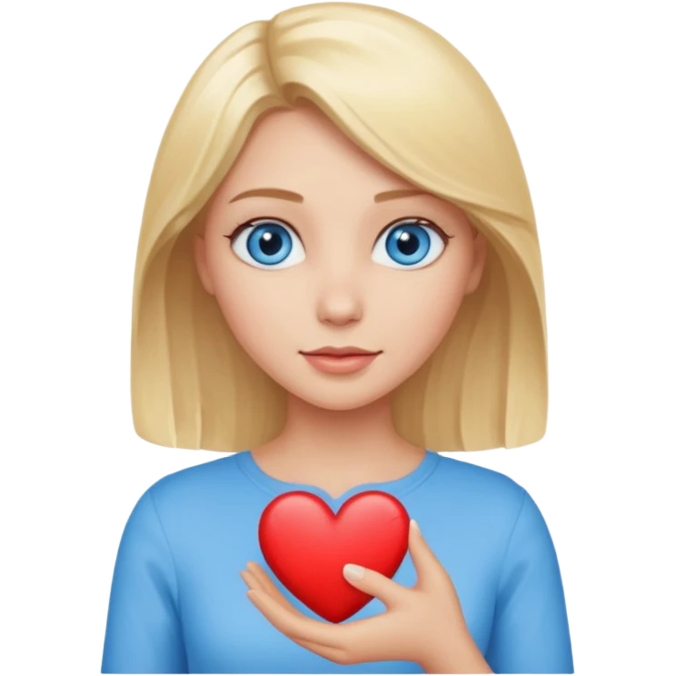 Une femme blonde yeux bleus qui envoi cœur emoji