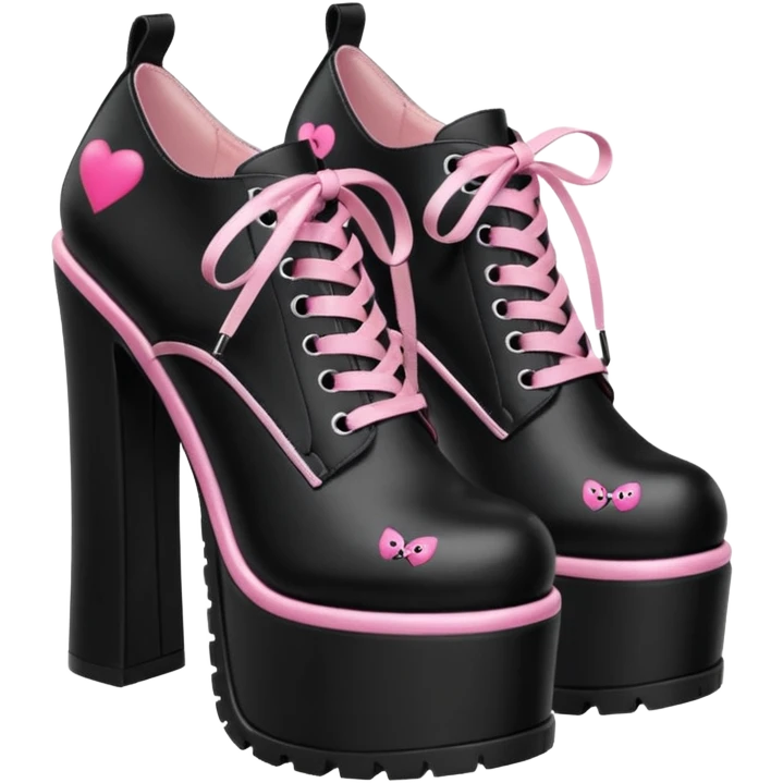 BLACKPINK-inspired gothic shoes, no hearts, black and pink, cute  emoji