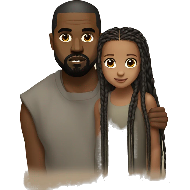Kanye West, with his daughter Northwest with long braids  emoji