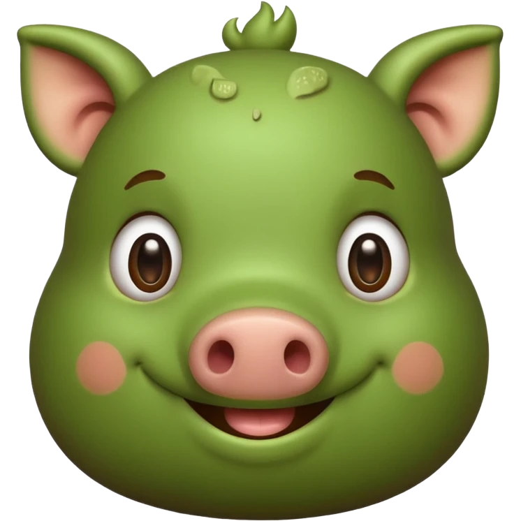 Green pig with big poop emoji