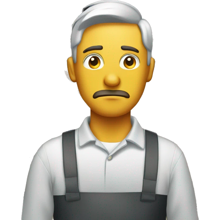 Sad man working in a packaging warehouse emoji