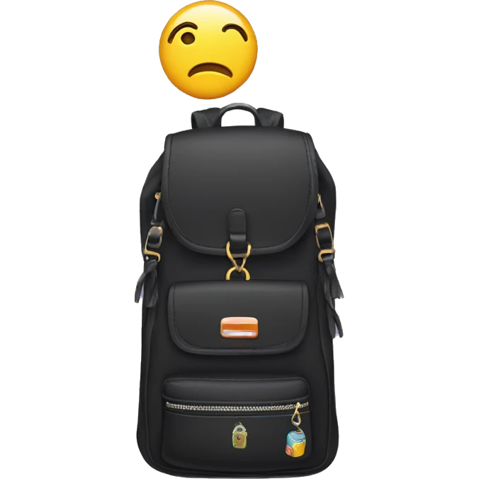 Black backpack with bag charms emoji