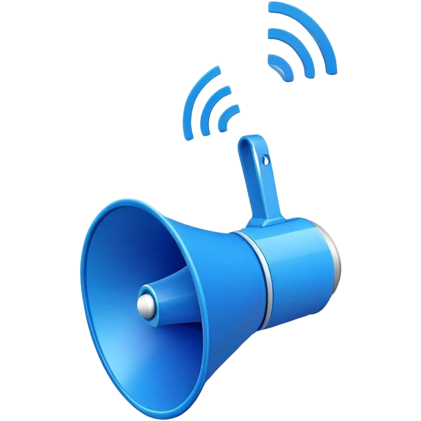 blue loudspeaker in the air without stand emoji