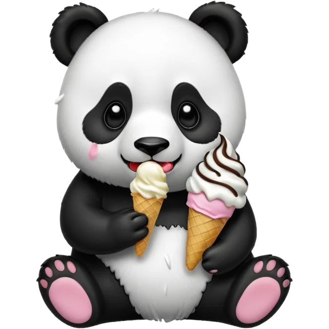 Panda eating ice cream emoji