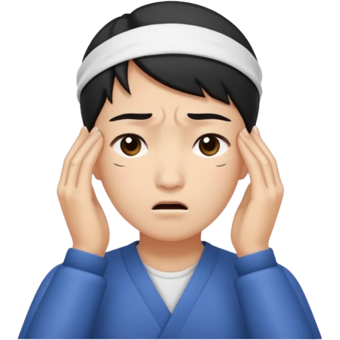 Wasian with a headache emoji