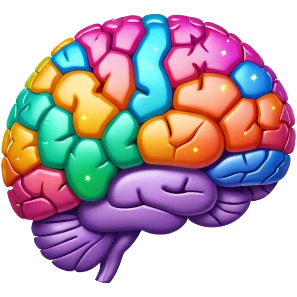 Brain with creativity colored sparkles emoji