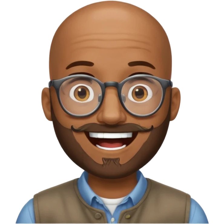 bald headed brown man salt and pepper beard glasses laughing emoji