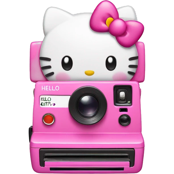 pink Polaroid with hello Kitty emoji