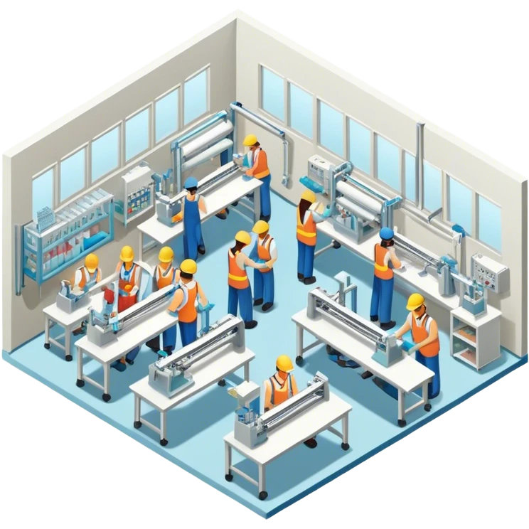 Isometric garment factory emoji