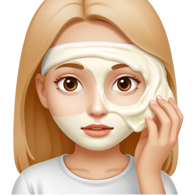 Girl with white yogurt covering her face  emoji