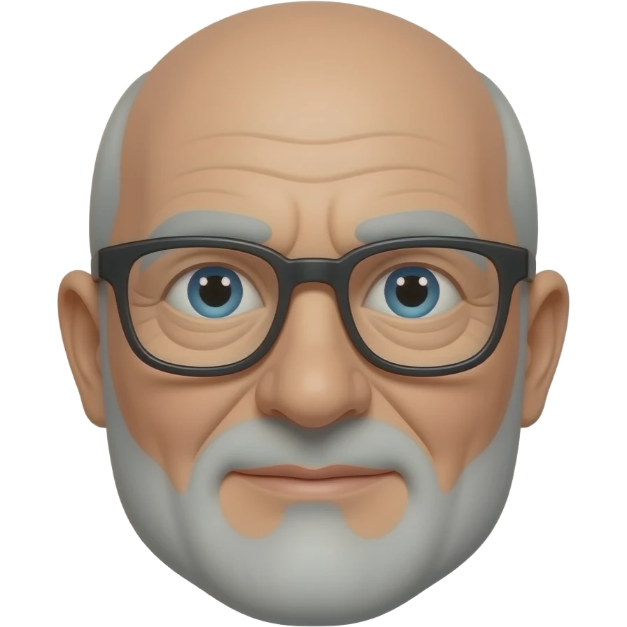 Old man, bald with grey goatee no sideburns glasses emoji